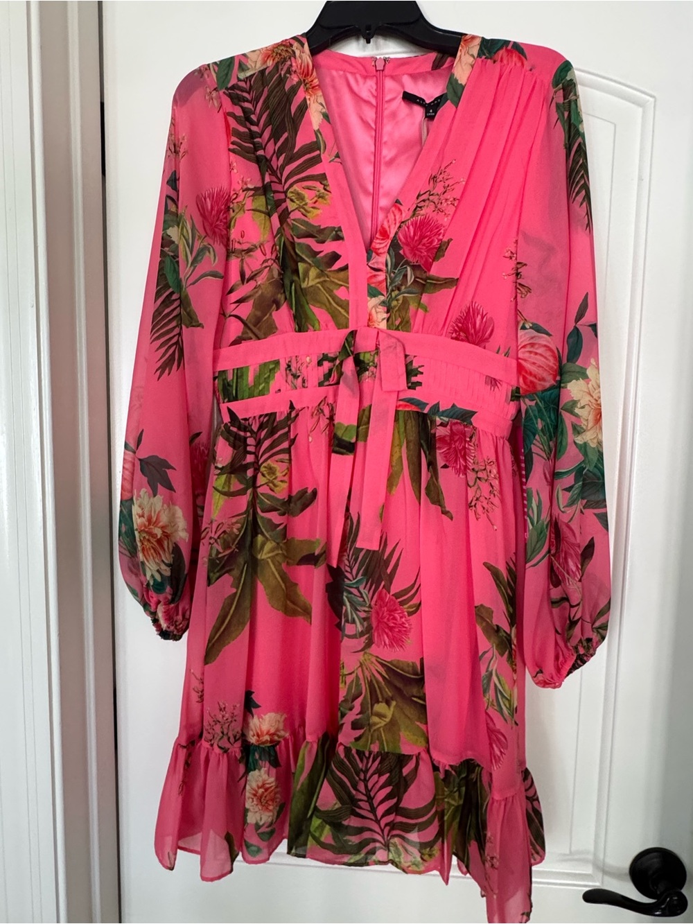NWT Anne Marie Pink & Palm Floral Long-Sleeve Dress